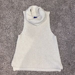 Cowl neck sleeveless cable sweater